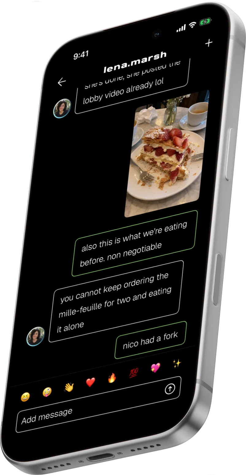 Misd on an iPhone: a private message thread with someone you crossed paths with.